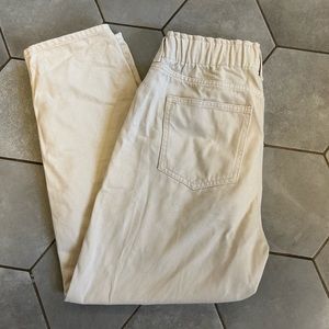 H&M paper-bag off-white denim women's pant S10